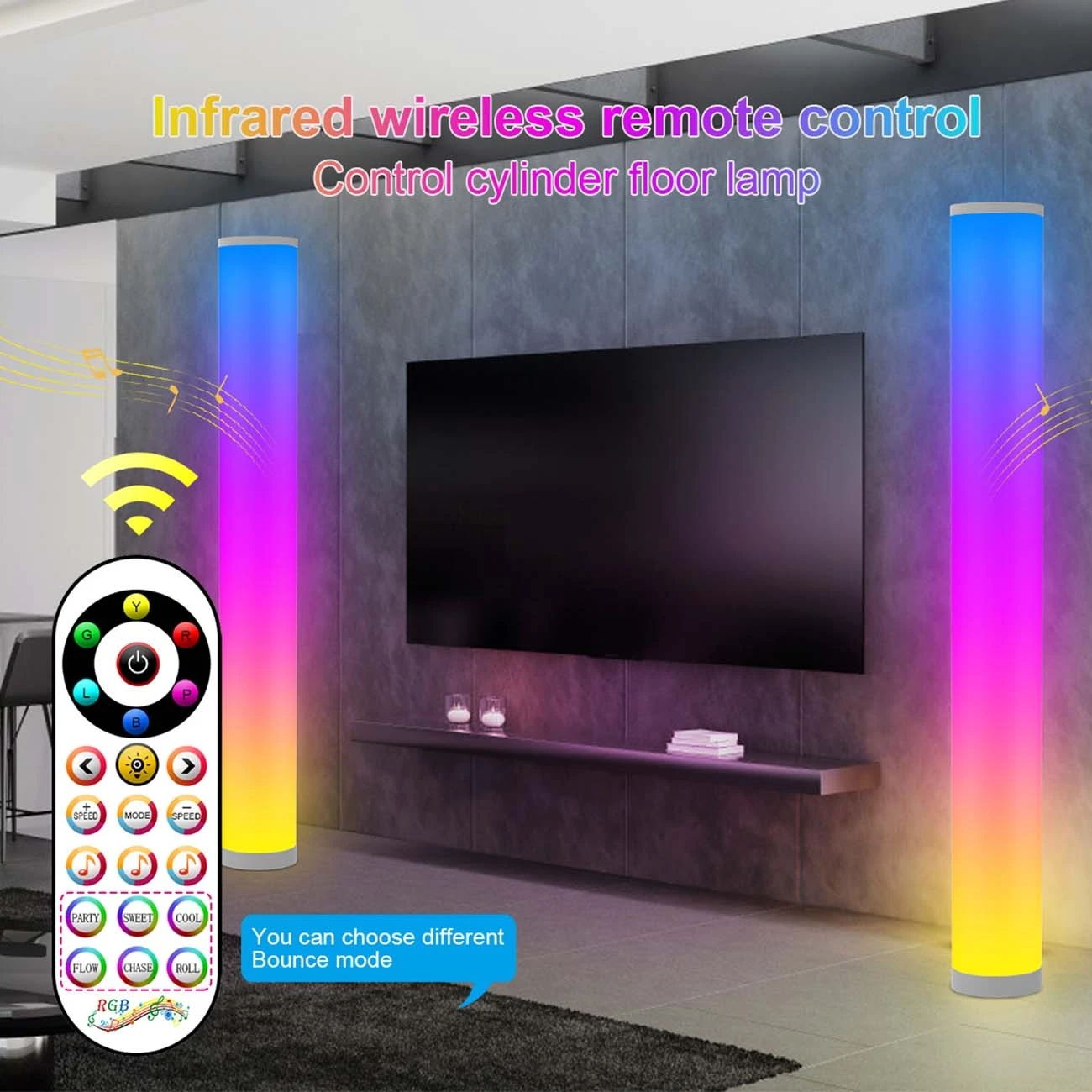

LED Floor Lamp RGB Ambient Light Intelligent Control LED Light Suit for Bedroom Living Room Home Decoration Lighting