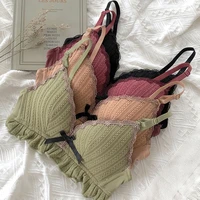 wasteheart winter for women red green lingerie lace straps bralette bow panties wireless bra sets underwear lingerie sets
