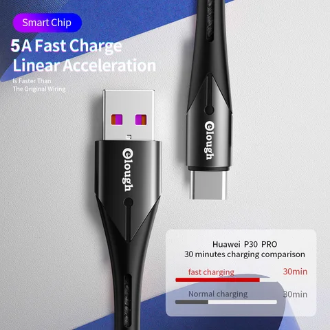 Elough USB C кабель PD 5A, кабель для быстрой зарядки типа C для Samsung S20, 21, Xiaomi Mi 8, 10, Универсальный шнур для быстрой зарядки и передачи данных