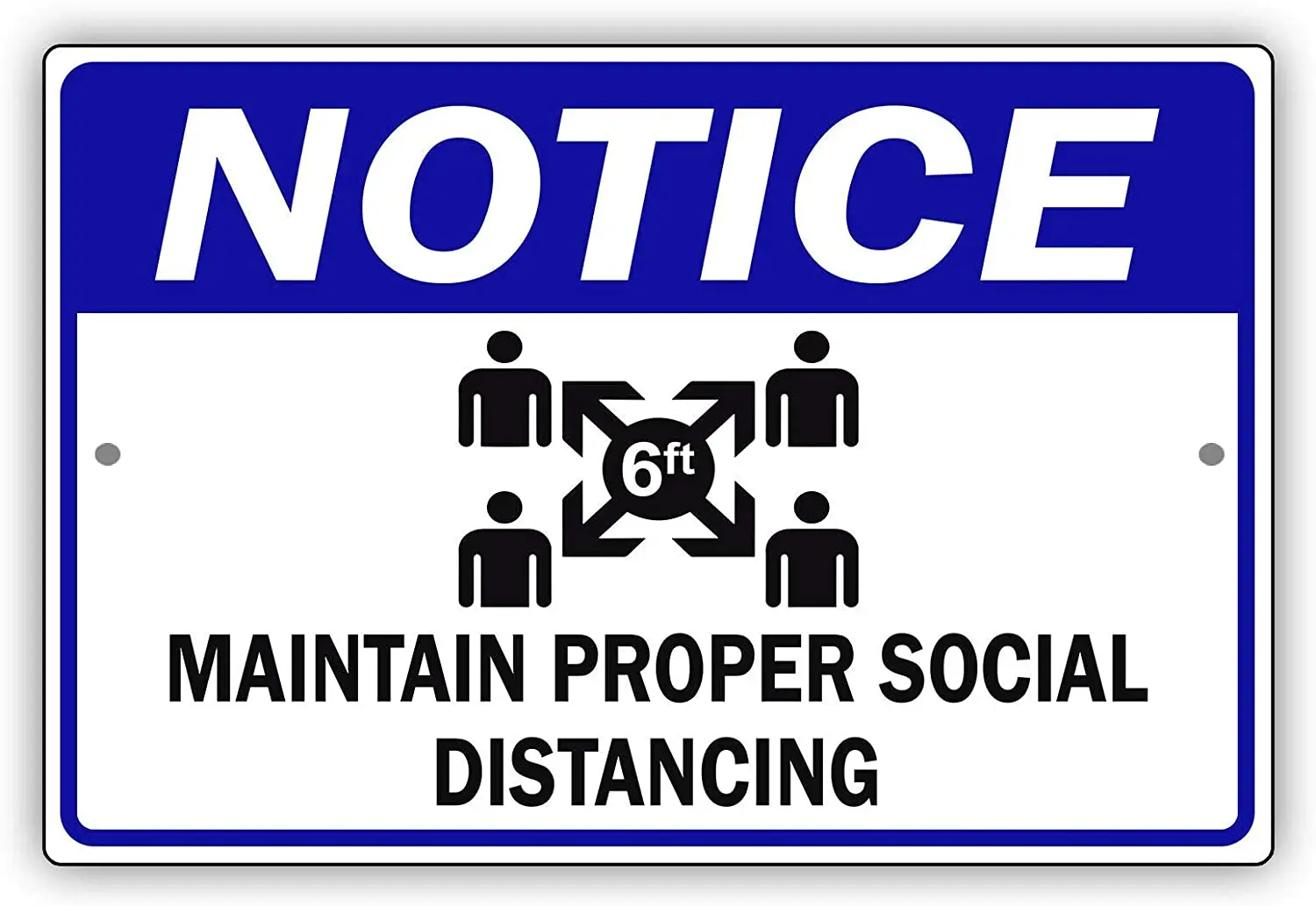 

Afterprints Notice 6ft Maintain Proper Social Distancing Safety Novelty Aluminum Metal Sign 8"x12"