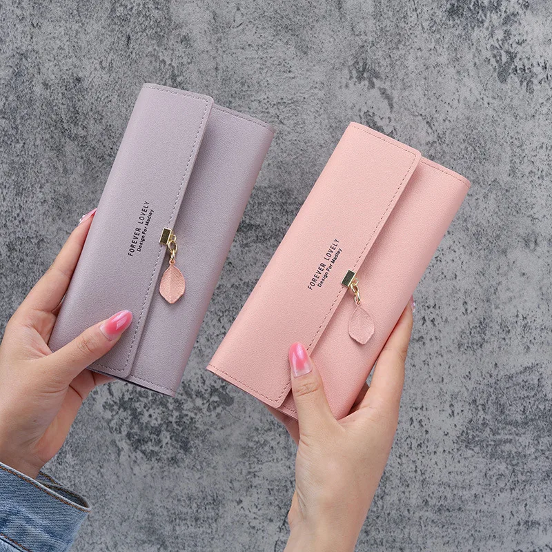 

Многофункциональный кошелек, простая сумка для карт, Длинный кошелек с подвеской в виде листа forever young тройного сложения, кошелек, кошелек, п...