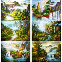 new 5d diy diamond painting running water cross stitch landscape diamond embroidery full square round drill home decor art gift
