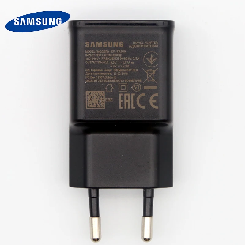 EU Charger Оригинальное Адаптивное быстрое зарядное устройство samsung для Galaxy s10 s10e S8 S9 Plus Note 8 9 A3 A5 A7 USB настенный адаптер для быстрой зарядки - Тип штекера: EU Charger