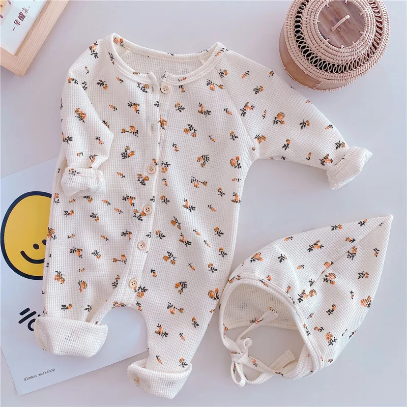 Newborns Romper + Hat Baptism Birthday Christmas Autumn Spring Baby Fashion Pullover Clothes Bodysuit Jumpsuit for New Born 6M