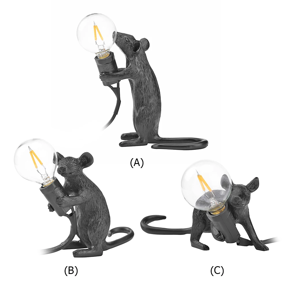 

Postmodern Resin Animal Rat Mouse Table Lamp Small Mini Mouse Cute LED Night Lights Home Decor Desk Lights Seletti Bedside Lamp
