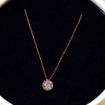 Женское ожерелье из розового золота с подвеской циркония 14 к|Подвески| |