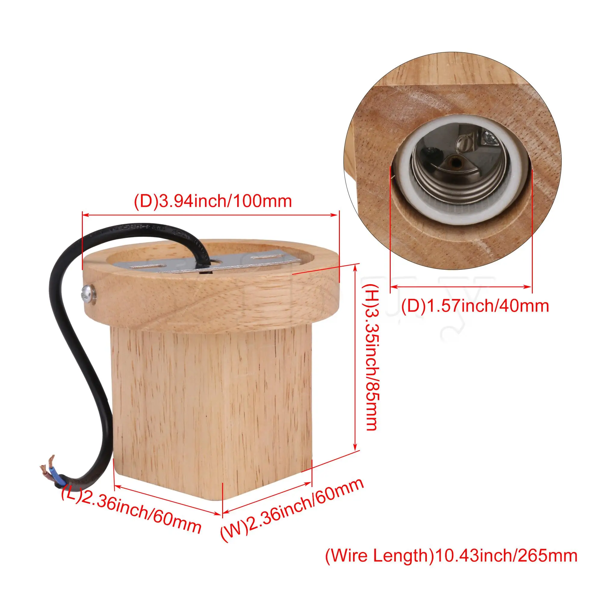 

E27 Solid Wooden Square Fixed Style Table Lamp Base for Home Decoration