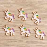 10pcs 2316mm cartoon colorful unicorn charms for pendants necklaces keychains cute enamel house charms jewelry diy accessories