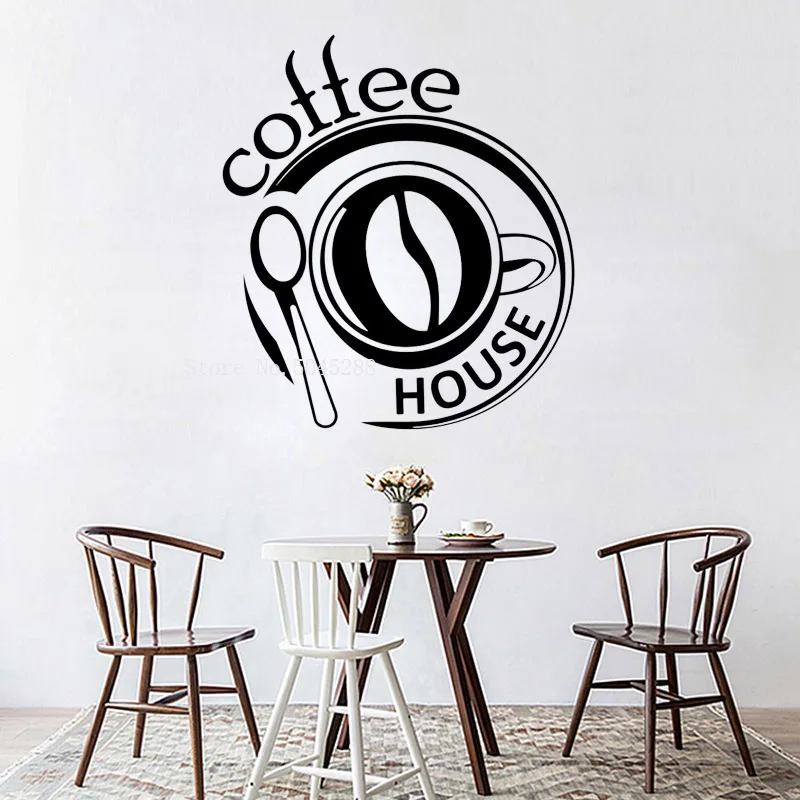 Кофейная вывеска на стене, наклейки на окно, виниловые стикеры с современным логотипом кафе для декора бара, магазина или дома LL631 on.