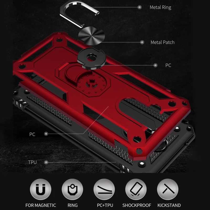 Metal Ring Bracket Phone cases For MOTO E6 Plus Case Cover luxury Business Shockproof back shell moto e6 Covers coque | Мобильные