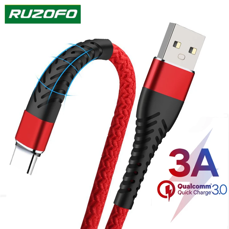 

RUZOFO с кабелем USB C до USB A USB-C зарядного устройства Type-C кабель для быстрой зарядки и передачи данных для Samsung Galaxy S9 Huawei P30 Быстрая зарядка USB шнур