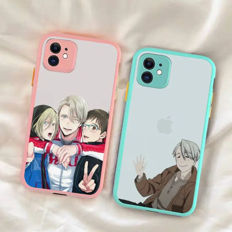 

YNDFCNB Japan anime Yuri on ice Phone Case for iPhone X XR XS 7 8 Plus 11 12 pro MAX Translucent Matte Shockproof Case