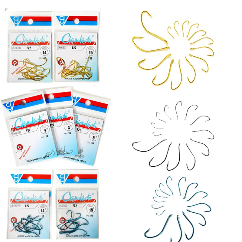 Gamakatsu 10pcs/30pcs Fishing Hooks Sea Japan 2#-15# Golden Silver Blue Saltwater Fishhooks | Спорт и развлечения