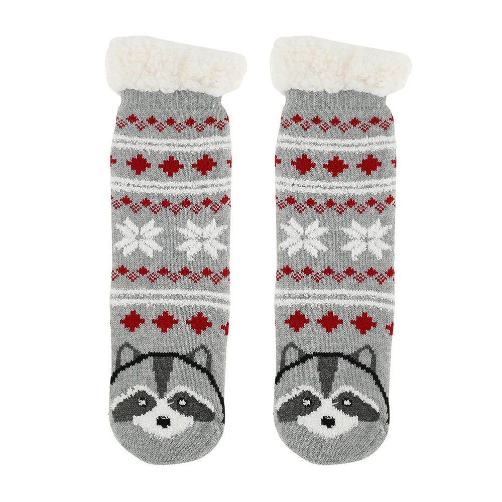 

Thicken sleep socks slippers socks Women Girls Print Christmas Casual Non Slip Cashmere Socks Warm Winter Mid Tube Cute Socks