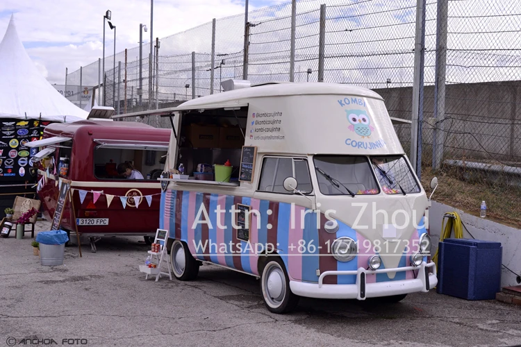 Ретро еда грузовик современный автобус для носовых ингаляторов gelato еда грузовик движущаяся тележка быстрого питания