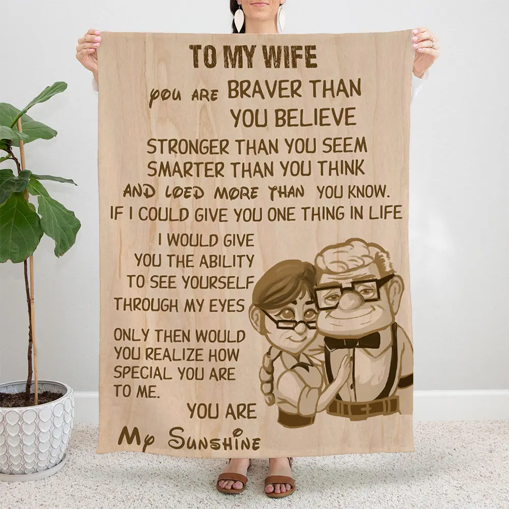 

To My Wife From Husband Blanket Coral Fleece Plush Print Gifts Love Letter Soft Throw Blanket for Home Couch Plush Thin Quilt