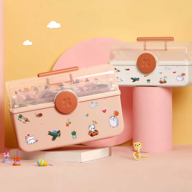 

Multi-layer Transparent Children's Hair Accessory Box for Girls Desktop Jewelry and Cosmetics Large-capacity Storage Box