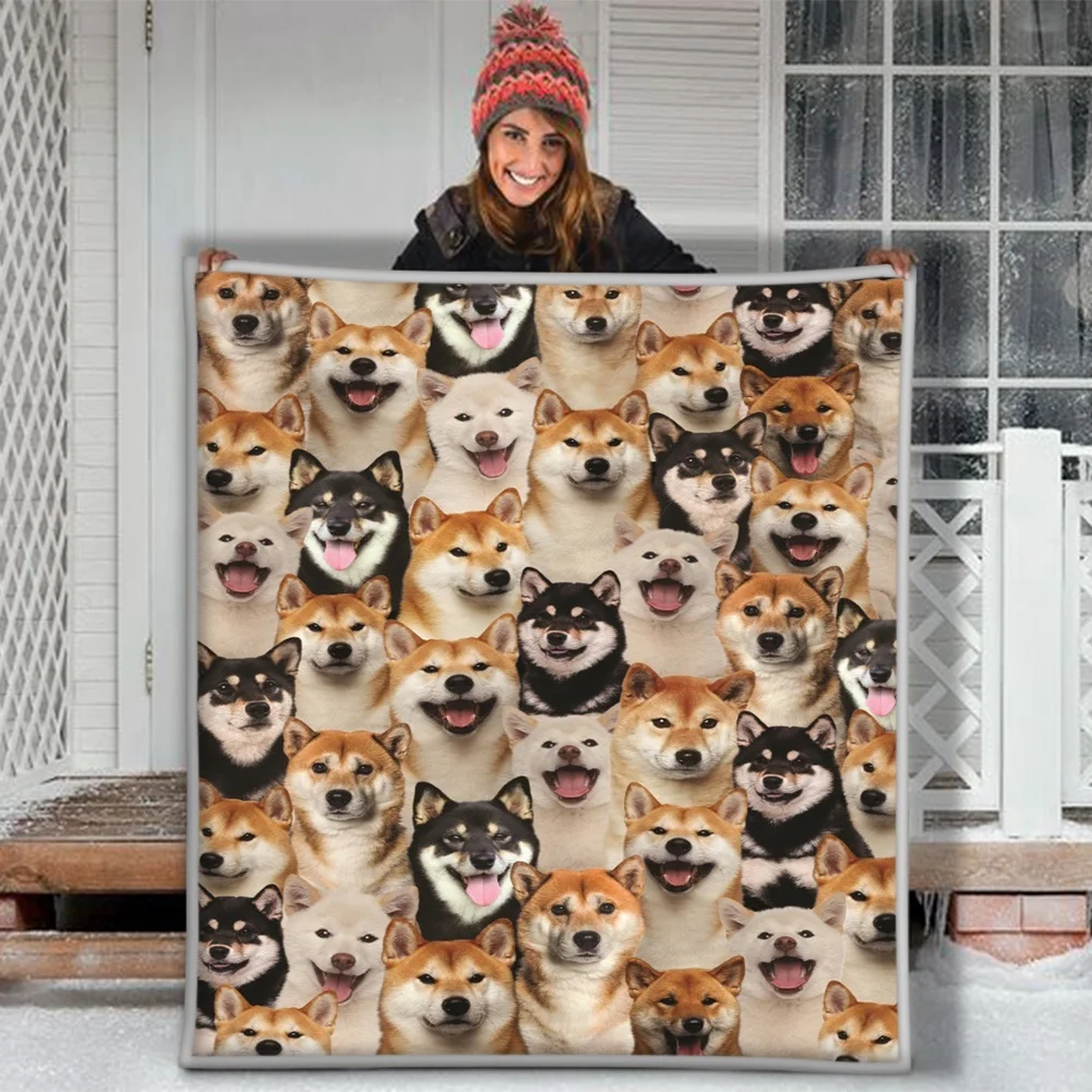 Коричневое и черное мягкое Флисовое одеяло Shina Inu Dog с забавным лицом|Одеяла| |