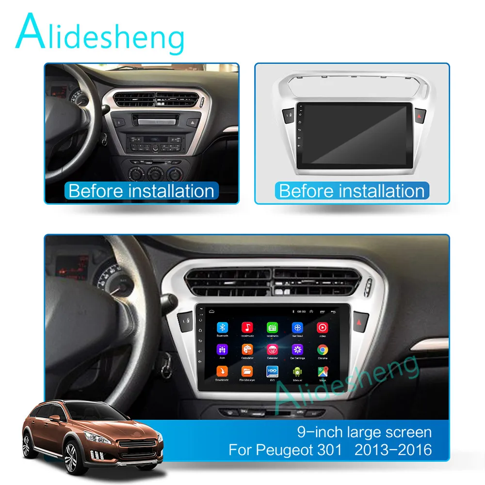 2G+ 32 2.5D 2Din Android 8,1 GO автомобильный dvd мультимедийный плеер gps для peugeot 301 Citroen Elysee радио 2013- navigatio WiFi BT