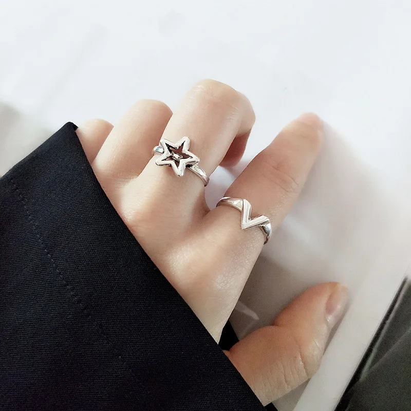 

Кольцо женское регулируемое из серебра 925 пробы, со звездой кольца с буквами