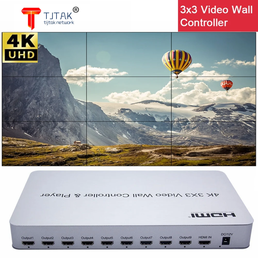 

4K 3x3 Video Wall Controller USB Player 2x3 Multi Screen Splicing Processor 2x2 1x3 1x4 2x4 4x2 HDMI Big Screen TV Wall Splicer