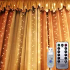 Светодиодная подсветка для занавесок с дистанционным управлением по USB, 3x3 метра, 300 лампочек, Сказочная подсветка для украшения свадьбы, вечеринки, сада, Рождества