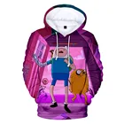 МужскаяЖенская толстовка с капюшоном Время приключений, с 3d-изображением мордочки Финна и Джейка, уличная одежда