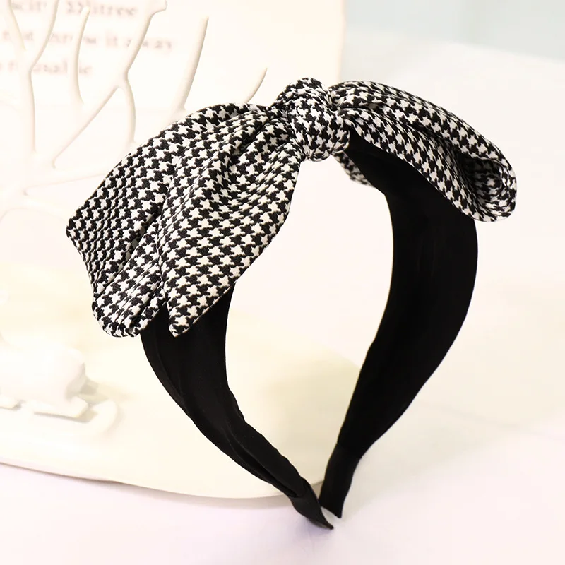 

Повязка на голову женская с большим бантом, модный аксессуар для волос с принтом, Классический обруч для волос, с узлом, осень/зима