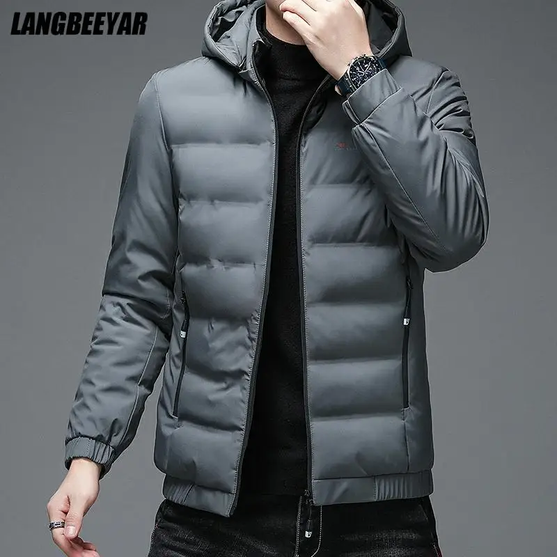 Warm New Designer Brand Casual Fashion Windproof Parka Bubble Jacket With Hood Men Windbreaker Puffer Coat Winter Clothes | Мужская