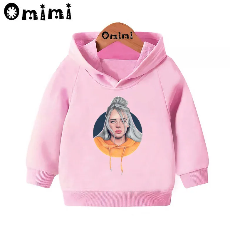 Детские толстовки Billie Eilish в стиле хип-хоп; Детские повседневные толстовки с капюшоном; пуловер для малышей; топы для девочек и мальчиков; осенняя одежда; KMT4545