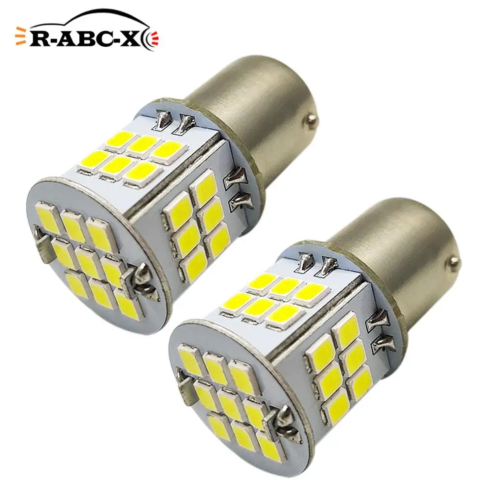 

2 Pcs High Power LED Lamps 12W 33 2835smd Car Turn Signal Reversing Tail Light P21W BA15S 1156 800LM 10V-30V 12V 24V White 6000K