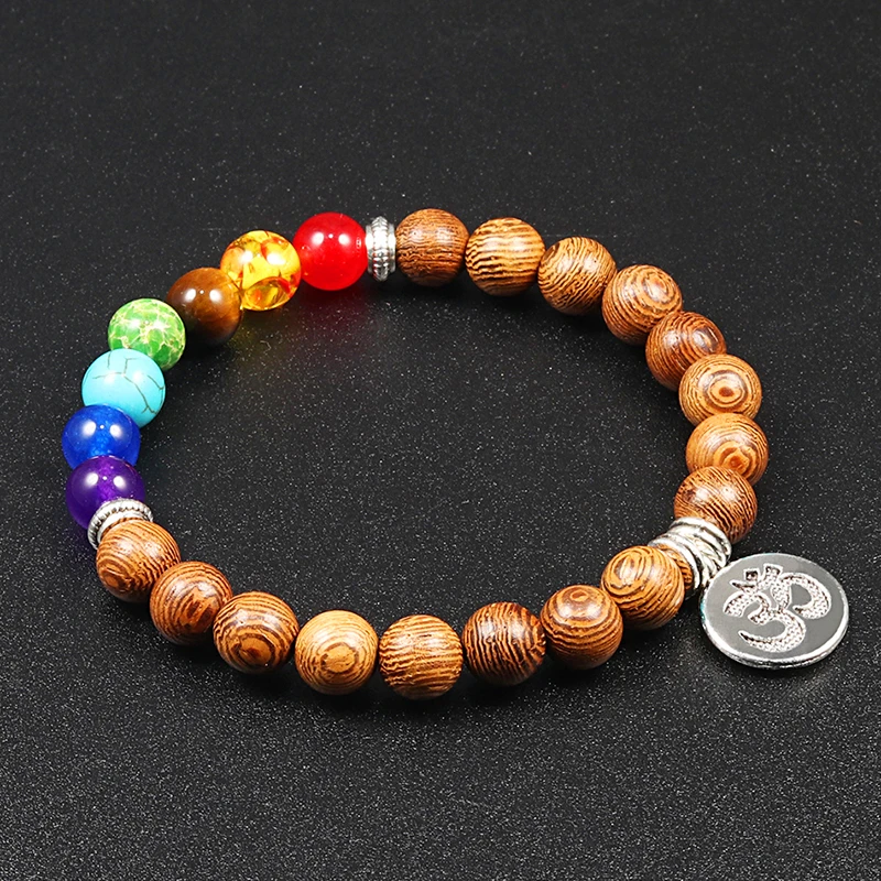 Браслеты с 7 чакрами из натурального камня браслеты черным ониксом деревянные