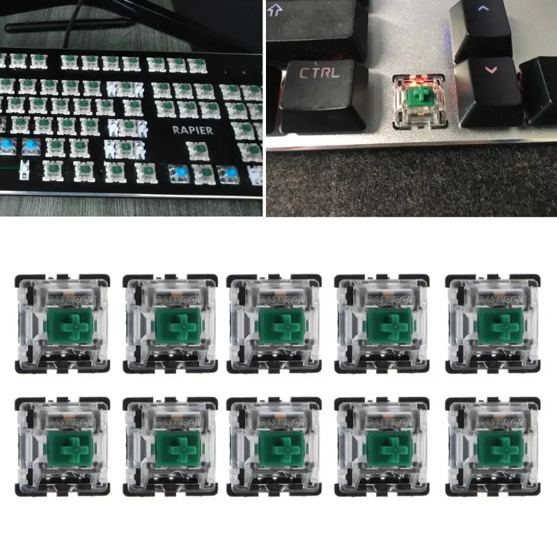 Прозрачный чехол для механической клавиатуры Gateron MX 3 Pin с зеленым переключателем