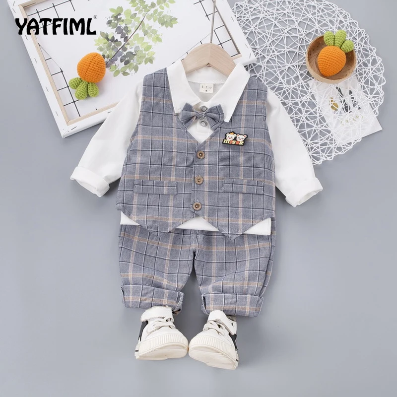 YATFIML костюм для мальчиков Британский ветер Детские наряды джентльменский