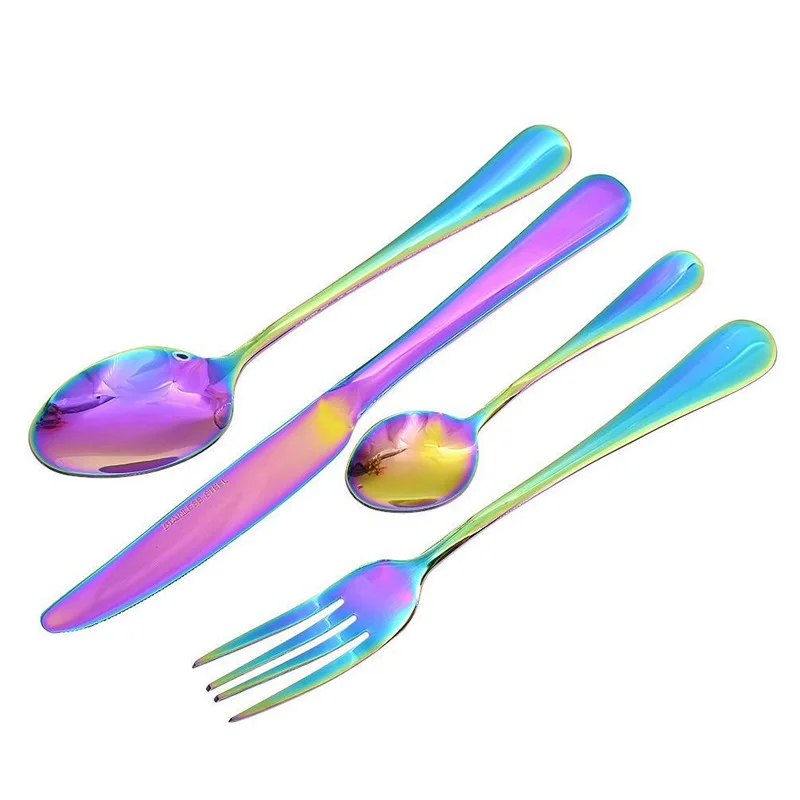 ABSS-16 Pcs Tableware Set Colorful Romantic Dinner Rainbow Flatware | Дом и сад