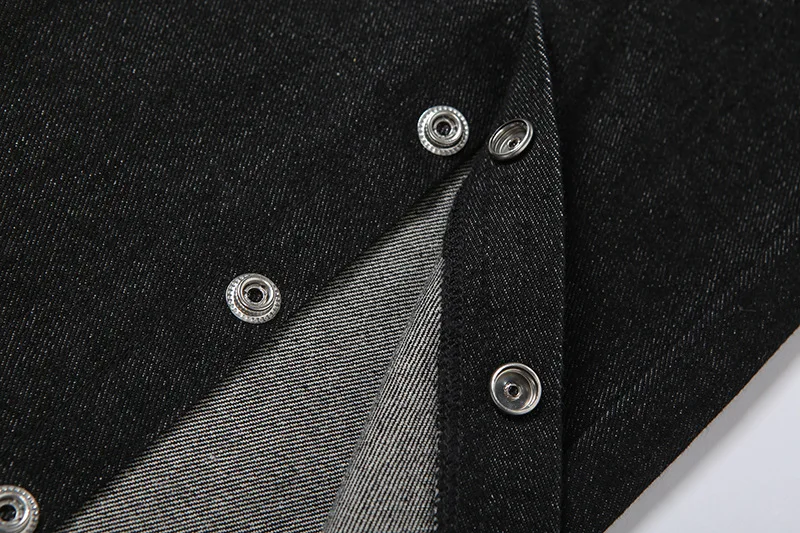 

Straight Jeans Side Split Women Clothing Trendy Slouchy Snap Button Pants Wide Leg Denim Trousers Female Fashion Pantacourt 2021