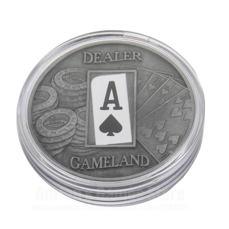 Металлический Дилер Кнопка ACE покер аксессуар карты пресс|Покерные фишки | |