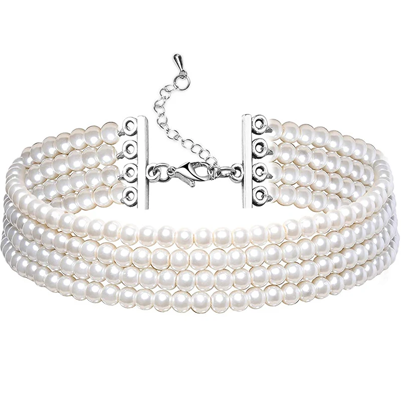 Колье чокер с имитацией жемчуга HOWAWAY круглые многожильные Чокеры 20 вечерние