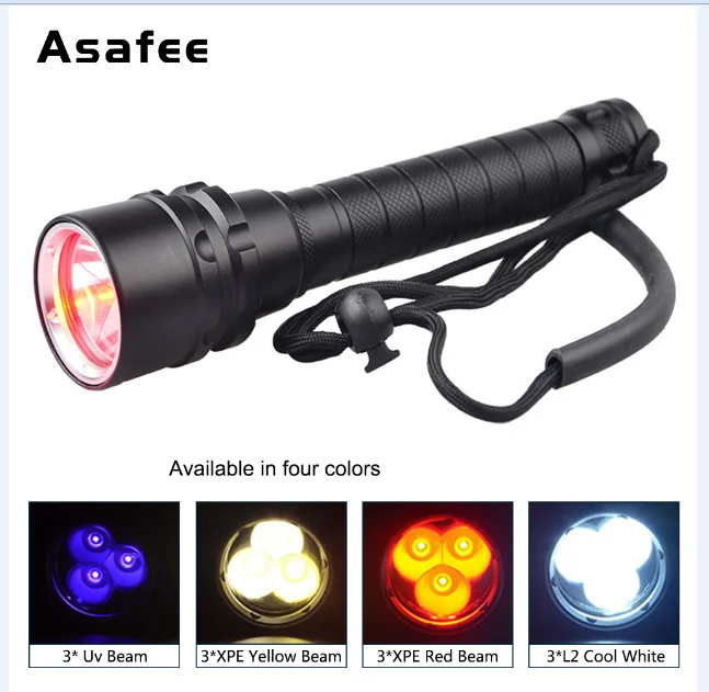 Светодиодный фонарь для дайвинга с аквалангом плавным затемнением 3 * XML L2 XPE