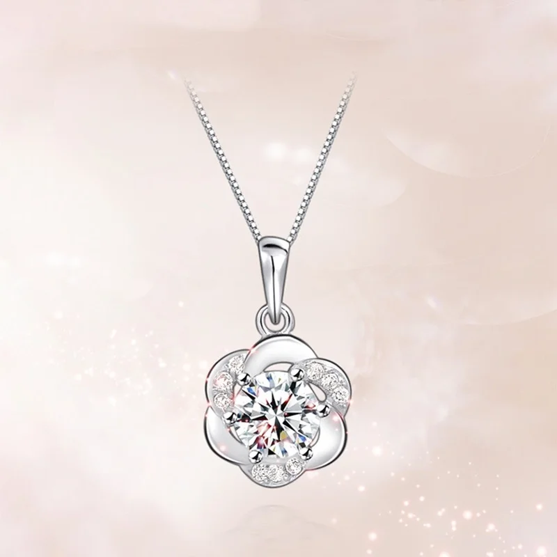 OMHXZJ Wholesale European Fashion Woman Girl Party Wedding Gift Amethyst AAA Zircon 18KT White Gold Necklace Pendant Charm CA256 | Украшения