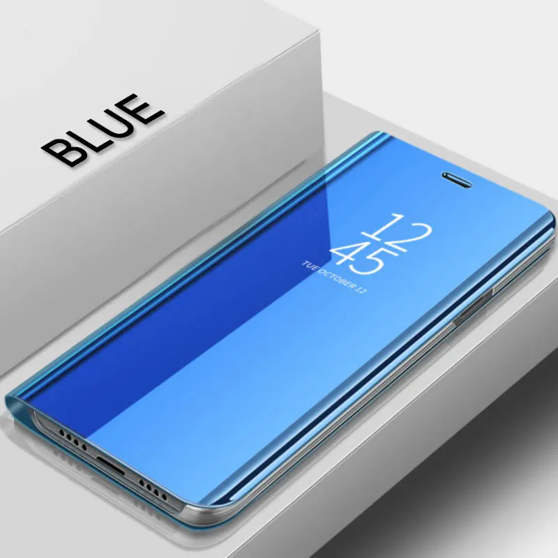 Умный зеркальный чехол для телефона с откидной крышкой для Samsung Galaxy S8 S9 плюс A10 A20 A30 A40 A50 A70 M10 M20 M30 чехол - Цвет: Blue