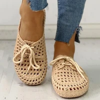 2020 ladies woven platform shoes lace up sandals casual beach summer ladies slippers