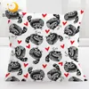 BlessLiving Cute Raccoon Pillow Cover Red Heart Cushion Covers Cartoon Decorative Pillow Case Animal with Scarf Kussenhoes 1pc 1