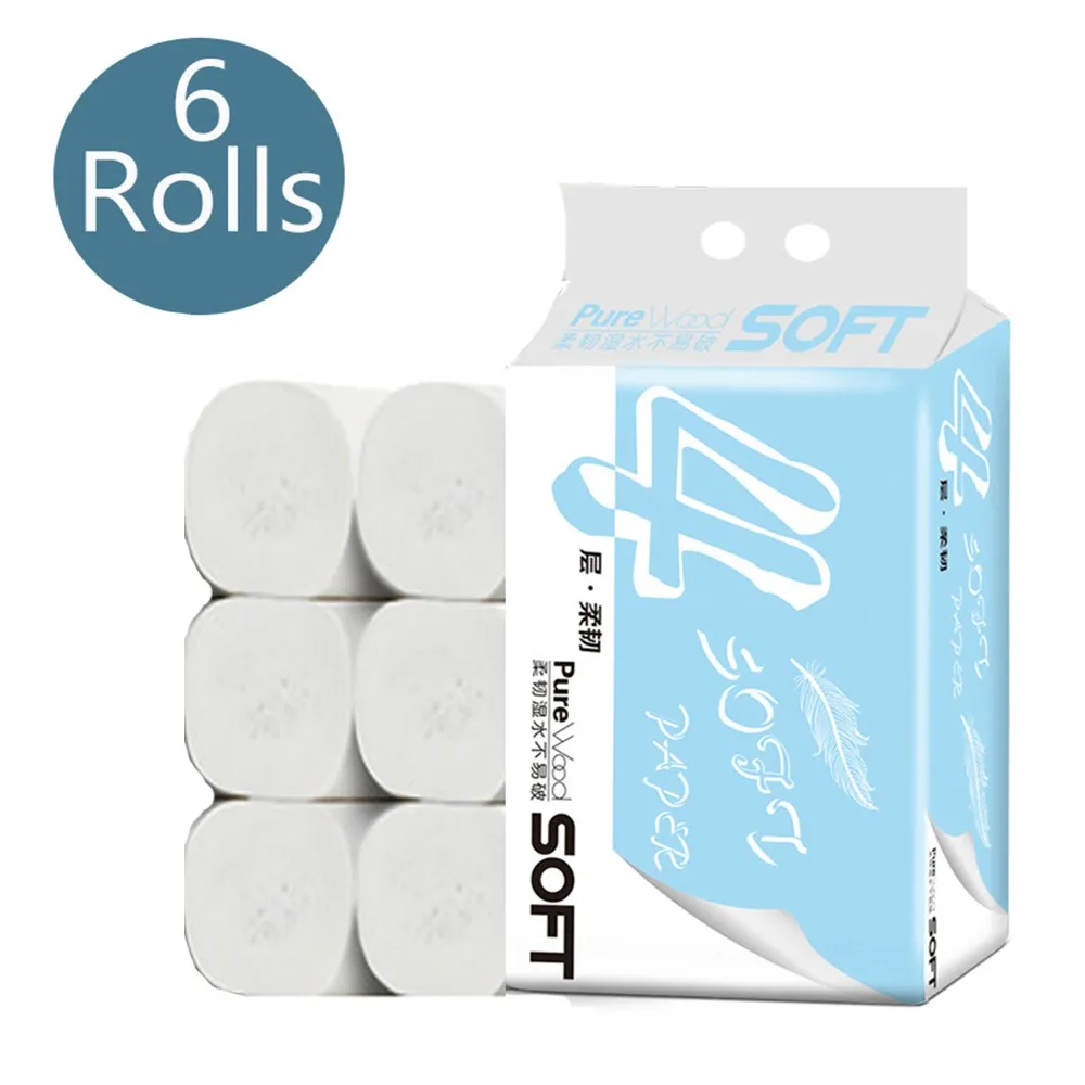 

Мягкая туалетная бумага бумажные салфетки в рулонах, 4 слоя, 6 рулонов