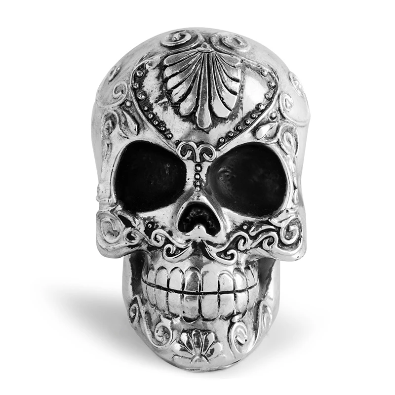 Рок панк Готик серебряный старый узор из смолы череп статуя скульптура Личность