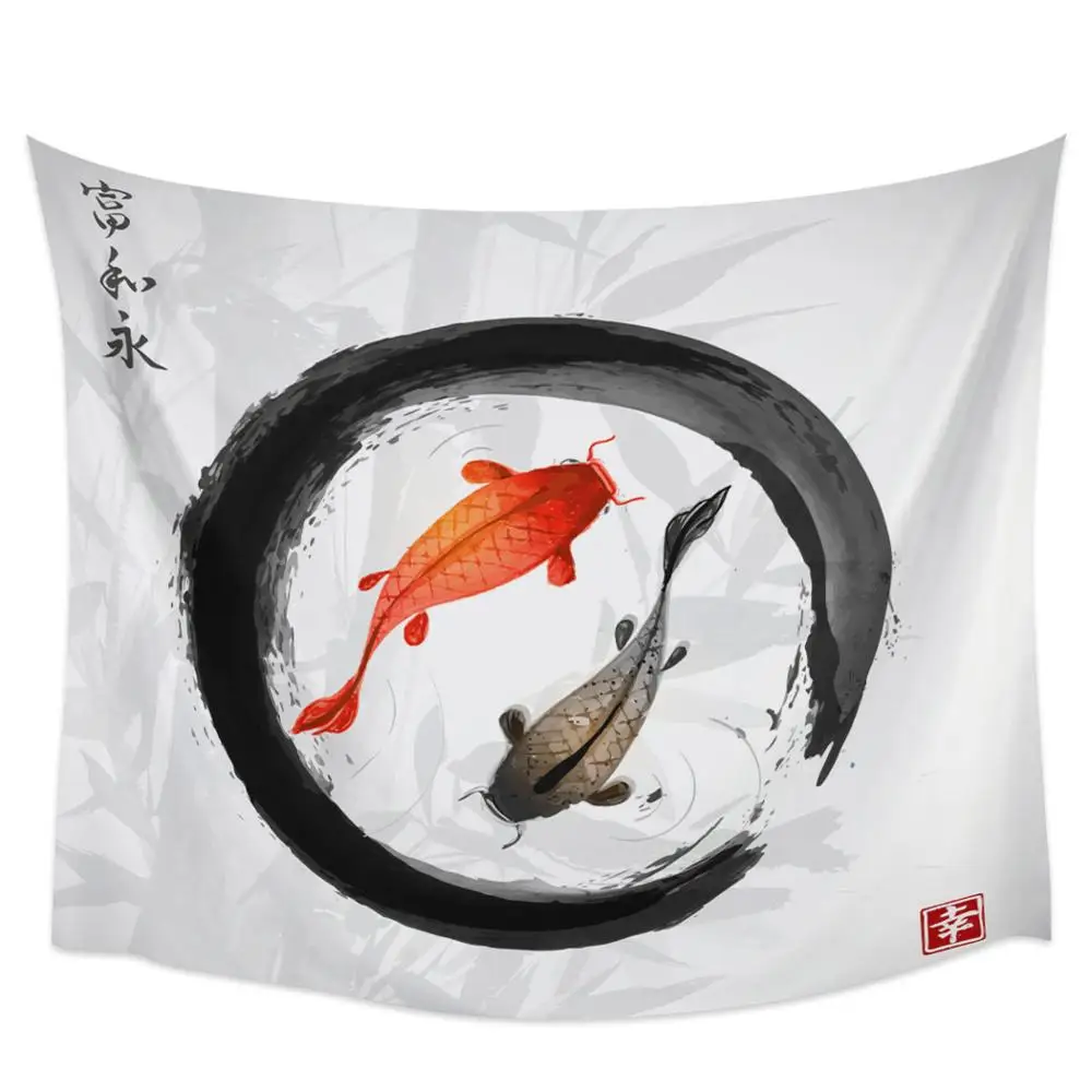 Настенный Гобелен Koi fish Yin Yang пляжное полотенце плед одеяло коврик для пикника и