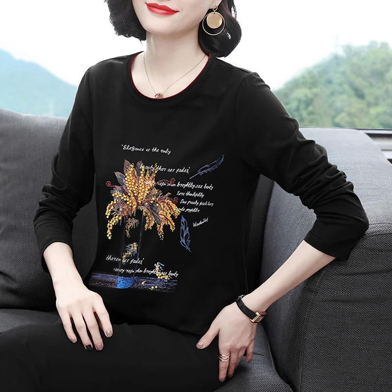 Новинка Осень-зима Свободная блузка рубашка с длинным рукавом женская футболка