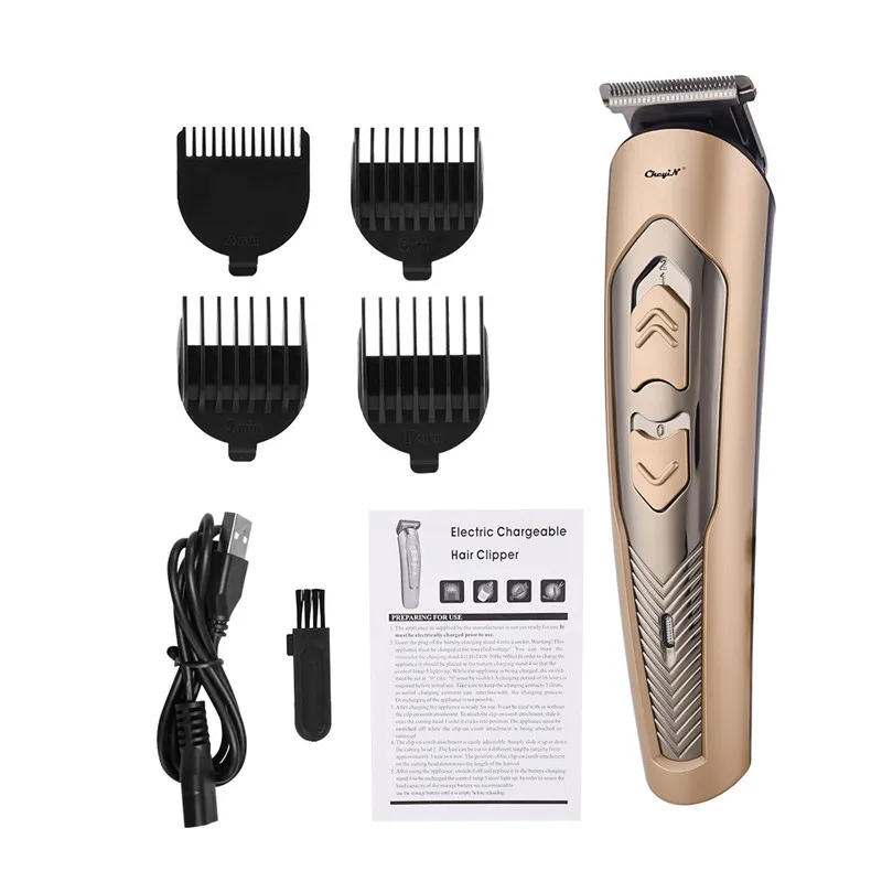 

Professional Electric Hair Clipper Titanium Alloy Blades Rechargeable Hair Trimmer With 4 Length Limit Combs