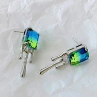 2022 new blue crystal fashion designers earrings for women creative unique design jewelry earings wholesale