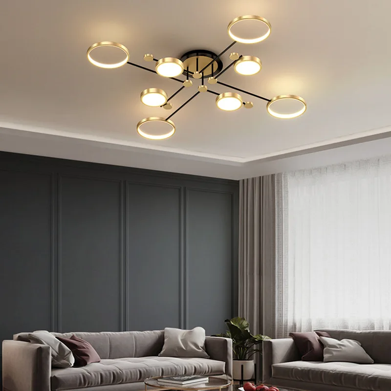 

European style living room modern light luxury dining room bedroom golden whole house package combination ceiling lamp LX112401